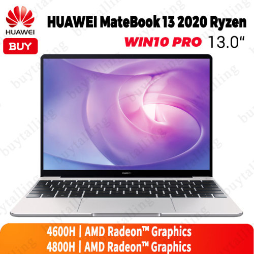 13 inch HUAWEI MateBook 13 2020 Version Ultraslim Laptop AMD Ryzen R5-4600H/R7-4800H 16GB DDR4 512GB SSD Windows 10 Pro English