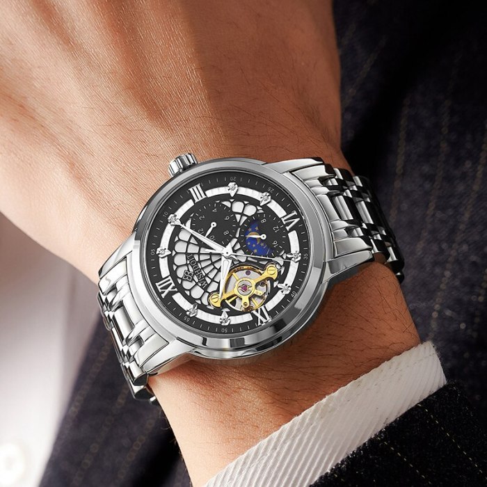 WISHDOIT 2021 New Casual Men's Automatic Mechanical Watch Luxury Stainless Steel Waterproof Top Brand Men Mechanical Wrist Watch