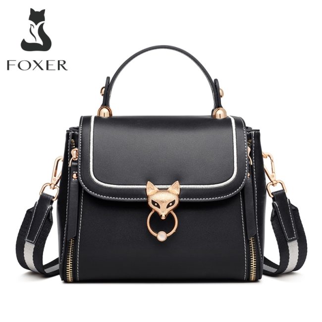 FOXER Fashion Totes Lady Handbag Women Chic Messenger Purse Female Split Leather Stylish Crossbody Shoulder Bags Large Capacity