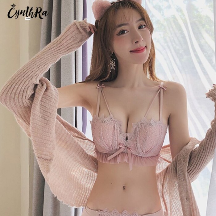 CYNTHRA Bras Set Women's Autumn Sexy Lace Gathered Adjustable Soft Breathable Wireless Seamless Comfort Lingerie Set For Ladies