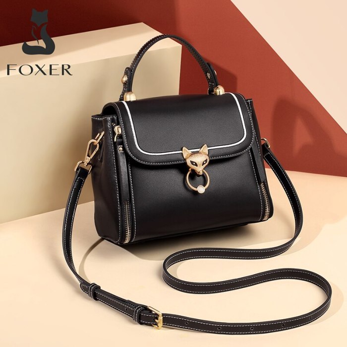 FOXER Fashion Totes Lady Handbag Women Chic Messenger Purse Female Split Leather Stylish Crossbody Shoulder Bags Large Capacity