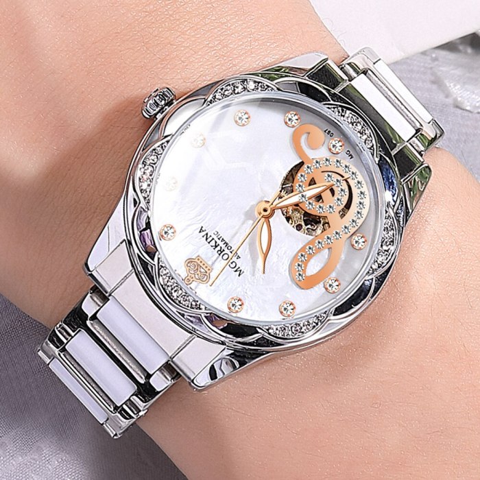 New Women's Watches 2021Diamond Luxury Design Ceramic Stainless Steel Strap Montre Femme Automatic Mechanical Relojes Para Mujer