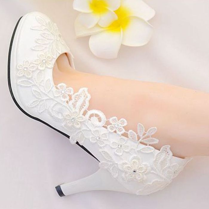 European style woman wedding shoes ivory laces shoes plus size 41 42 lady female brides wedding bridal shoes drop shipping