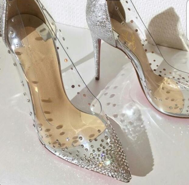 Luxury Crystals Clear PVC  Women High Heels So Kate 12cm/10cm/8cm Pigalle Wedding Shoes Woman Pumps Sexy Ladies Big Size 42 43 4