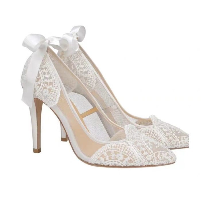 kmeioo elegant wedding shoes woman lace pumps pointed toe high heels boetie stiletto shallow bride shoes women thin heels