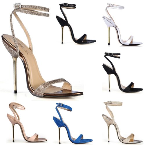 High Heel Sandals Stiletto Sexy Women Sandal Bridals Party Summer Metal Heeled Sandals Open Toe Ankle Strap Lady Shoe 3845-i