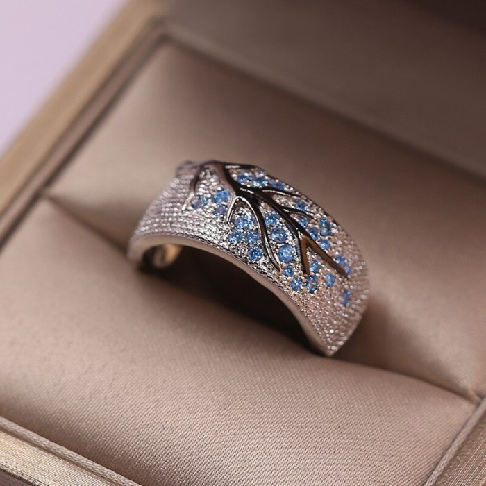 fashion Shiny Tree Branch Ring of colorful Crystal zircon branch Rings for Women Unique Punk Branch wedding party Jewelry gift
