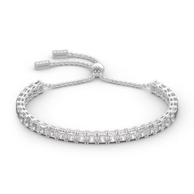 Jeulia classic Princess Cut Pure Silver Bolo Tennis Bracelet