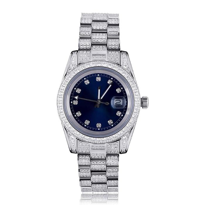 TOPGRILLZ Iced Presidential Mens Watch Luxury 18K White Gold Watch Hip Hop Charm Jewelry For Gift