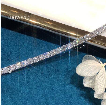 LUOWEND 100% Real 18K Au750 Solid White Gold Bangle Luxury Classic Natural Diamond Bracelet Trendy Jewelry Customize（50000 credits）