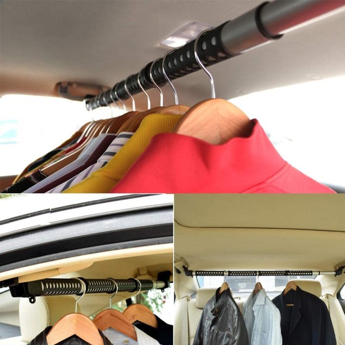 MYSBIKER Car Clothes Rack,Car Clothes Hanger Bar,Retractable Vehicle Clothing Rack Hanger Rod for Travel or Garment Cloths, Expandable 36  to 60 ,Max Holds up to 50 lbs