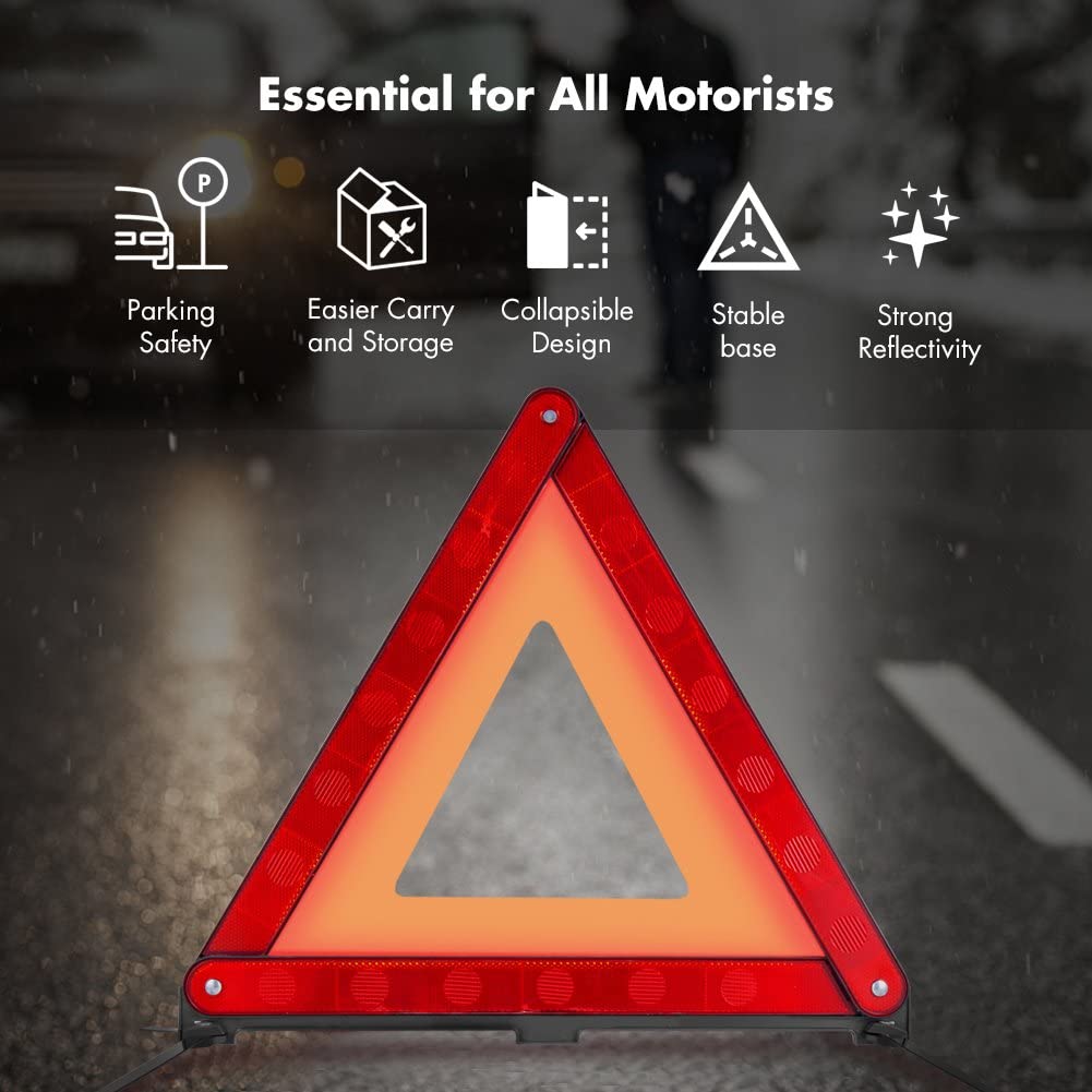 MYSBIKER Triangle d'avertissement réfléchissant pour la sécurité routière Kit Triangle 3 Pack 