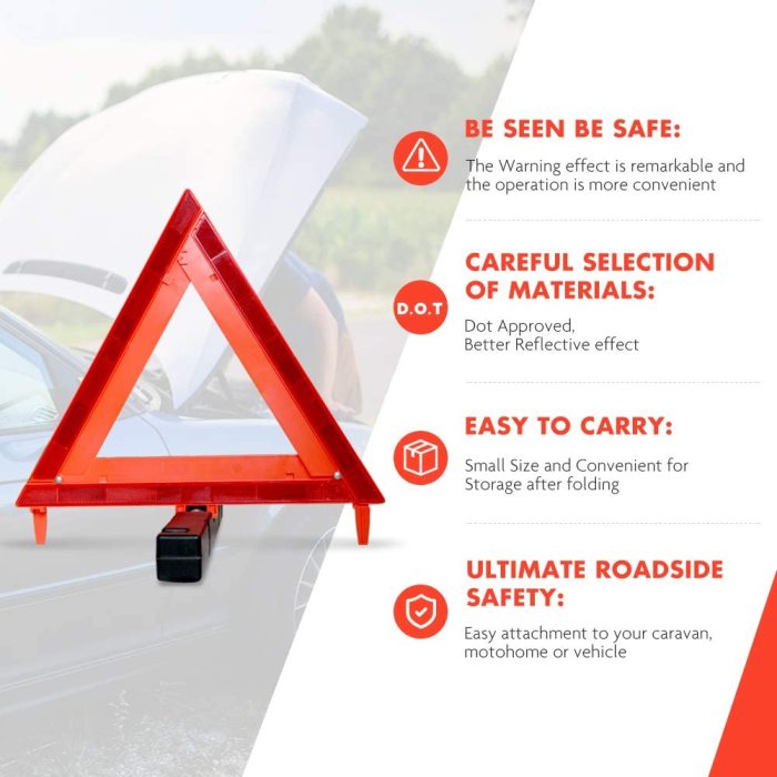 MYSBIKER Safety Triangle Warning 3PACK,Dot Approved,Roadside Reflectors, Emergency Triangle for Vehicles,Car Road Reflective KIT