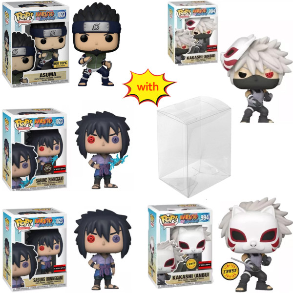 funko pop NARUTO  Sasuke Glows In The Dark 1023#  Kakashi 994# Asuma 1023# With Protector Box Vinyl Action Figures Model Toys for Children gift