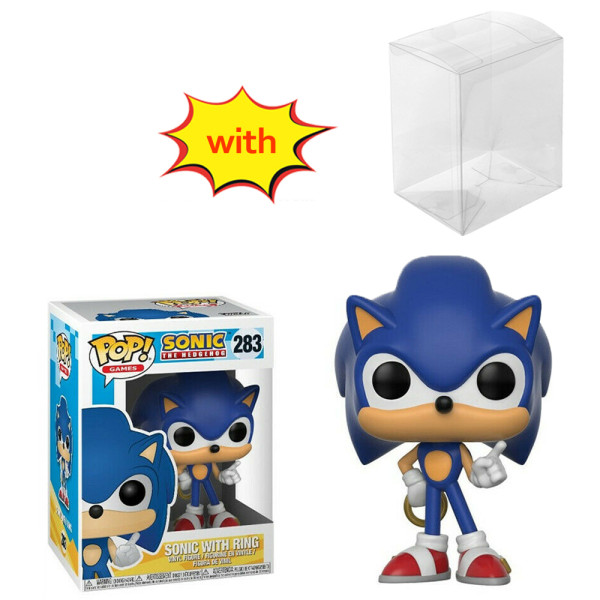 funko pop SONIC Sonic With Ring 283# With Protector Box Vinyl Action Figures Model Toys for Children gift