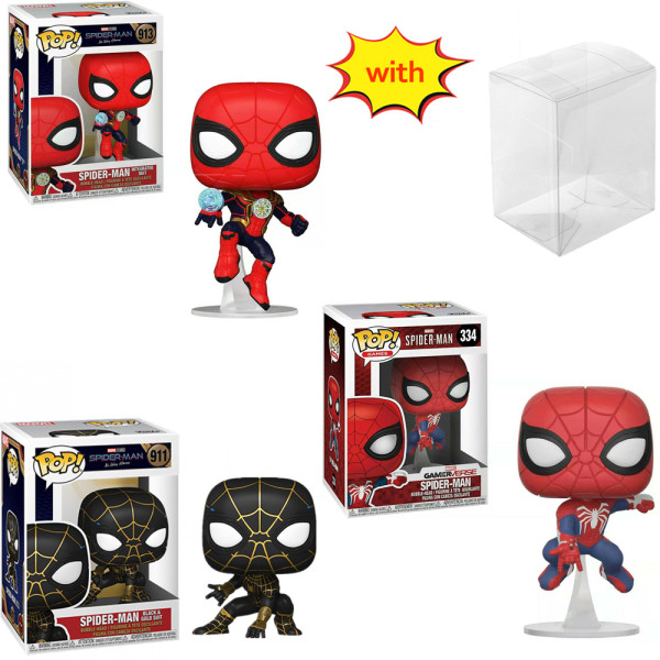 funko pop SPIDER-MAN Spider-Man 334# Spider-Man 911# Spider-Man 913#With Protector Box Vinyl Action Figures Model Toys for Children gift