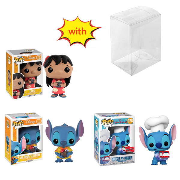 funko pop Lilo & Stitch STITCH AS BAKER #978  LILO #124 With Protector Box Vinyl Action Figures Model Toys for Children gift