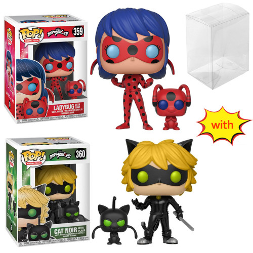 funko pop Miraculous Ladybug With Tikki#359 Cat Noir With Plagg #360 With Protector Box Vinyl Action Figures Model Toys for Children gift
