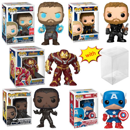 funko pop MARVEL CAPTAIN AMERICA #06 HULKBUSTER #294 BLACK PANTHER #273 THOR #286 #335 With Protector Box Vinyl Action Figures Model Toys for Children gift