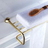 Luxury Polished Gold Bath Hardware Set Wall Mounted, including Bath Towel Rack, Single Towel Bar, 5- Hook Rail