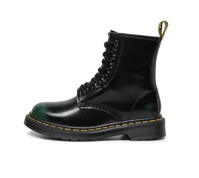 1460 BLACK WITH GREEN CLASSIC 8-HOLE BOOTS