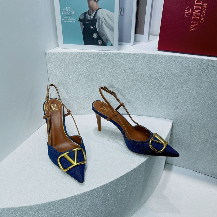 LK# High Quality Womens Denim Sandals High Heel