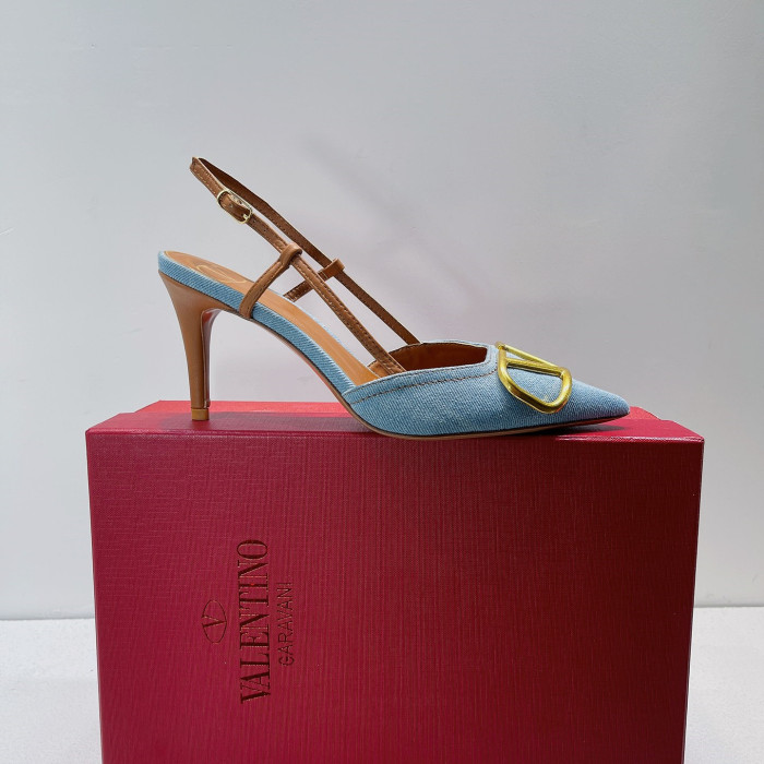 LK# High Quality Womens Denim Sandals High Heel