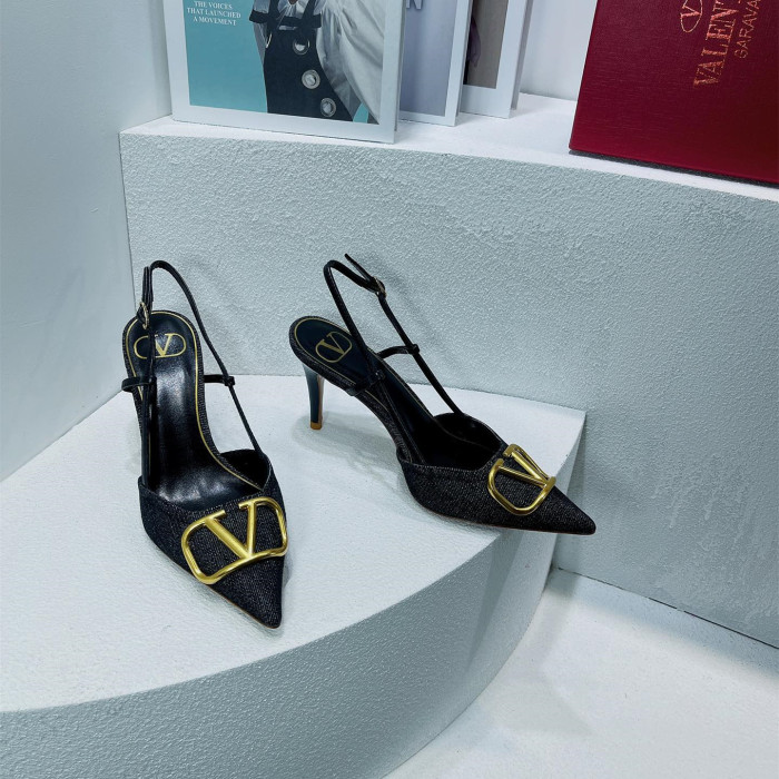 LK# High Quality Womens Denim Sandals High Heel