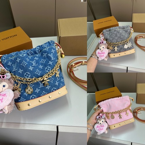 MZ# High Quality Womens Denim Bucket Bag 19×19CM