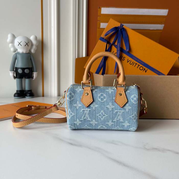 AA#  Womens Nano Speedy Mini Denim Bag 16x10x7.5CM