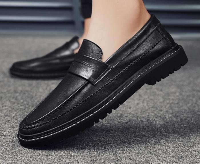 Leather shoes men's autumn new soft soles, soft leather, casual men's shoes for lazy people