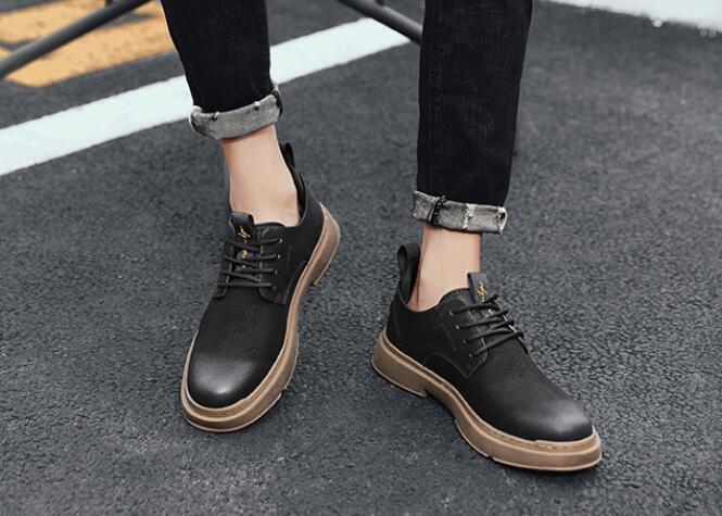 Men's spring and autumn 2021 new British black leather shoes men's elevated casual shoes business shoes men's