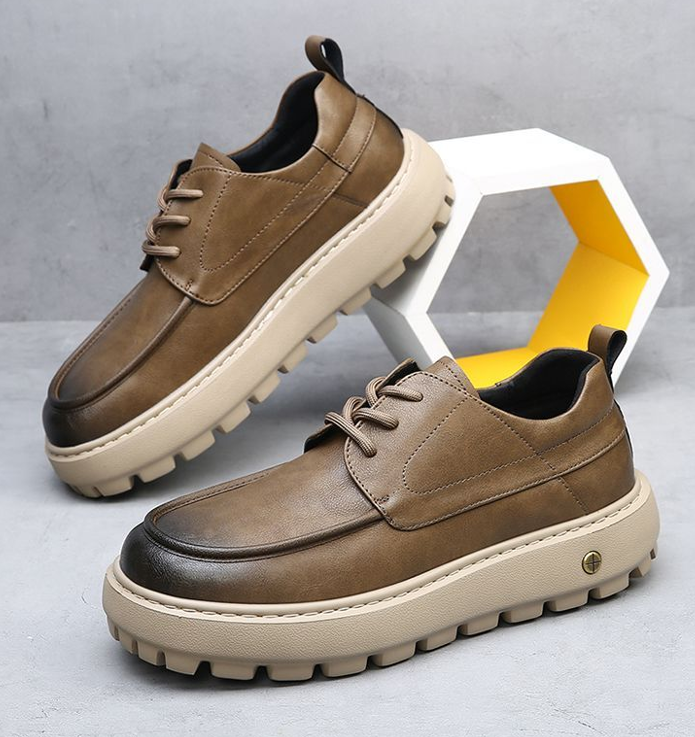 thick sole leather shoes in brown color  free shipping  drop shipping  for resell