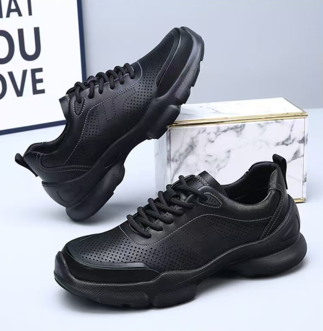 man summer black leather with stoma shoes  free shipping  drop shipping  for resell