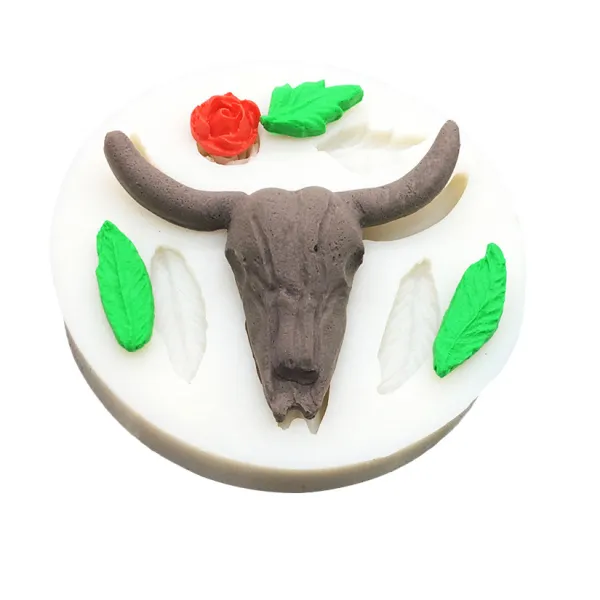 Halloween Cow Skull Silicone Mold Sugarcraft Fondant Cake Decorating Tools Cupcake Chocolate Baking Mold