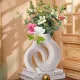 Nordic Ceramic Vase Circular Hollow Vase Donuts Flower Pot For Home Office Living Room Interior Desktop Decoration Accessories