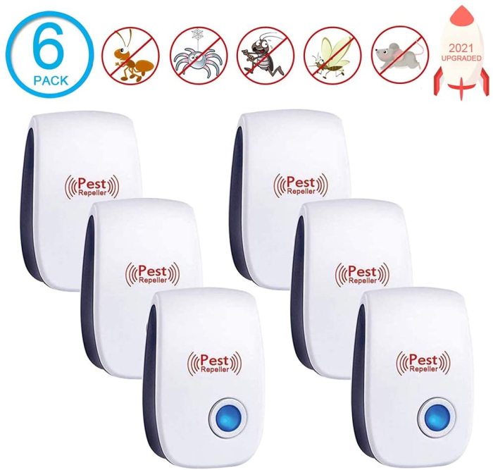 6 Pack Ultrasonic Pest Repeller, Mice Repellent Plug in Ultrasonic Insect Repellent Electronic Indoor Pest Control for Bugs Roaches Insects Spiders Mice Mosquitoes Flies, Ants Repellent for Home