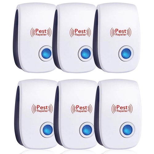 6 Pack Ultrasonic Pest Repeller, Mice Repellent Plug in Ultrasonic Insect Repellent Electronic Indoor Pest Control for Bugs Roaches Insects Spiders Mice Mosquitoes Flies, Ants Repellent for Home