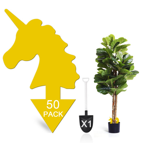 (50 Pack)Dual-Sided Yellow Sticky Traps for Indoor/Outdoor Use, Gnat Trap for Flying Plant Insect Such as Fungus Gnats, Whiteflies, Fruit Fly, Protect The Plant, Non-Toxic and Odorless-Unicorn Shapes