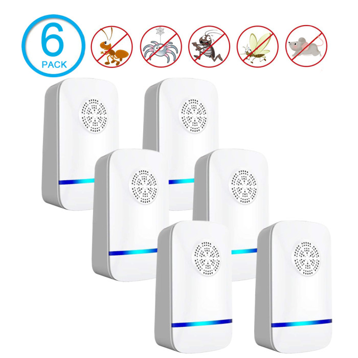 (6 Pack) Ultrasonic Pest Repeller, Plug in Indoor Pest Control, Pest Repellent for Mouse, Insect, Roach, Spider, Rodent, Mosquito Repellent for House Hotel Office Garage Warehouse