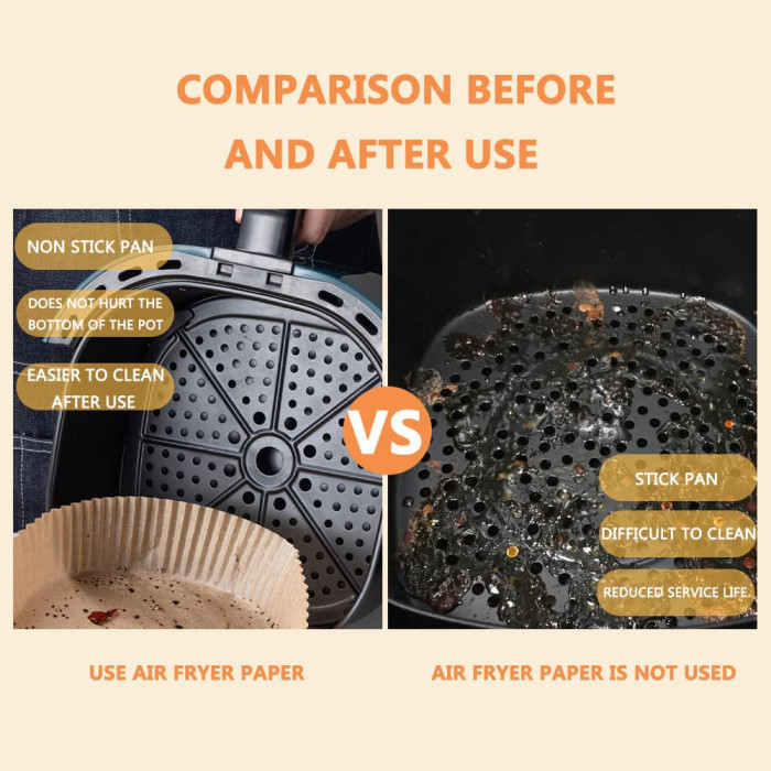 Fire Tracks 100 PCS Air Fryer Disposable Paper Liner, Non-stick Disposable Air Fryer Liners, Baking Paper for Air Fryer Oil-proof, Water-proof, Food Grade Parchment for Baking Roasting Microwave