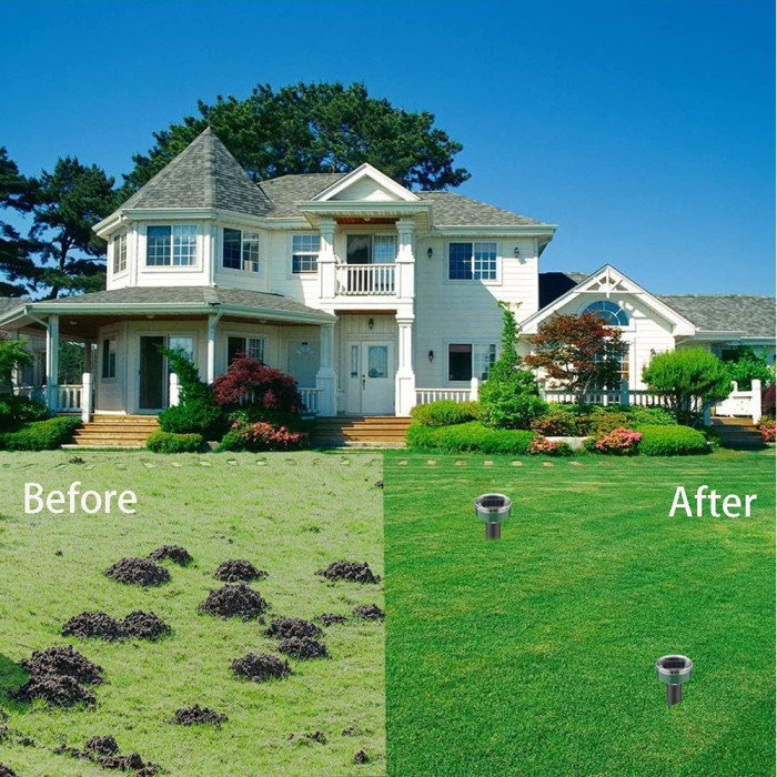 (2 Pack) Gopher Repellent Ultrasonic Solar Powered - Easy to Use Solar Mole Repellent Ultrasonic with an Auger Drill Bit - IP65 Waterproof Sonic Repeller Stakes for Groundhog, Vole, Snake, etc