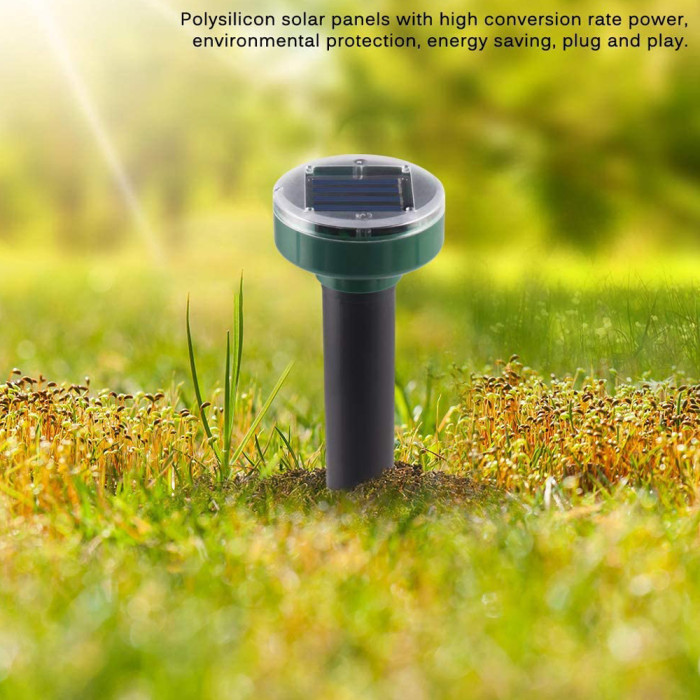 (2 Pack) Gopher Repellent Ultrasonic Solar Powered - Easy to Use Solar Mole Repellent Ultrasonic with an Auger Drill Bit - IP65 Waterproof Sonic Repeller Stakes for Groundhog, Vole, Snake, etc