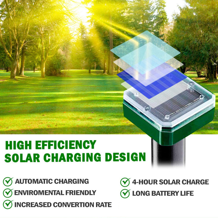 Solar Mole Repellent Ultrasonic 2 Pack Outdoor Powered Sonic Deterrent - Outdoor Waterproof Ultrasonic Snake Repellent for Get Rid of Mole, Gopher, Snakes, Vole and Other Underground Pest Control