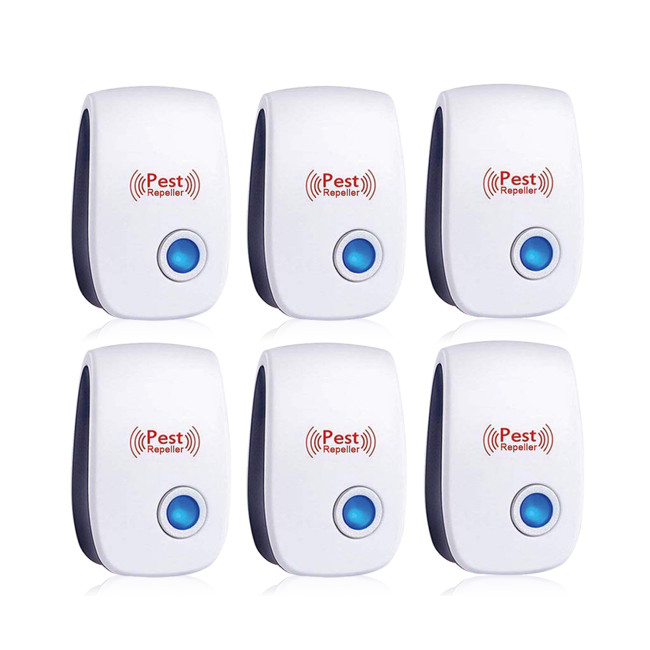 (6 Pack) Ultrasonic Pest Repeller, Electronic Plug in Sonic Repellent pest Control for Insects Roaches Ant Mice Bugs Mouse Rodents Mosquitoes Spiders, Home, Office, Warehouse, Hotel