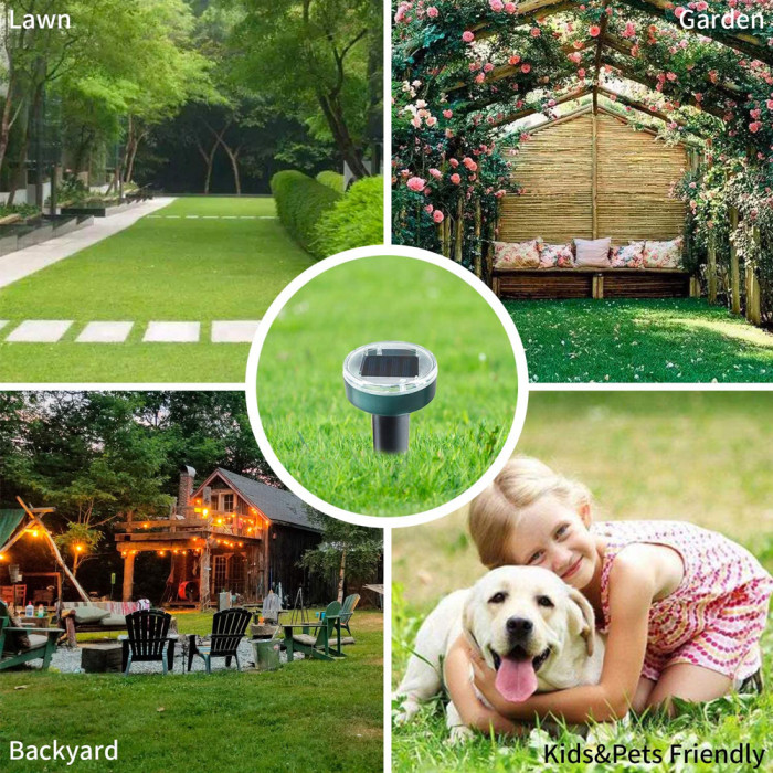 (2 Pack) Gopher Repellent Ultrasonic Solar Powered - Easy to Use Solar Mole Repellent Ultrasonic with an Auger Drill Bit - IP65 Waterproof Sonic Repeller Stakes for Groundhog, Vole, Snake, etc