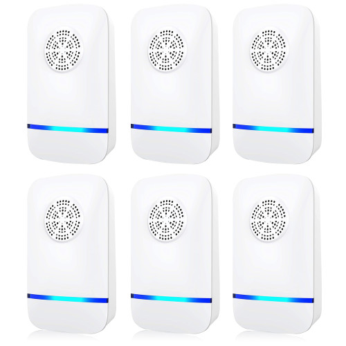 Ultrasonic Pest Repeller 6 Pack, Pest Control Ultrasonic Repellent Electronic Insects Rodents Repellent for Mosquito, Mouse, Cockroaches,Rats,Bug, Spider, Ant, Flies, Home, Warehouse, Kitchen