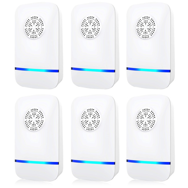 Ultrasonic Pest Repeller 6 Pack, Pest Control Ultrasonic Repellent Electronic Insects Rodents Repellent for Mosquito, Mouse, Cockroaches,Rats,Bug, Spider, Ant, Flies, Home, Warehouse, Kitchen