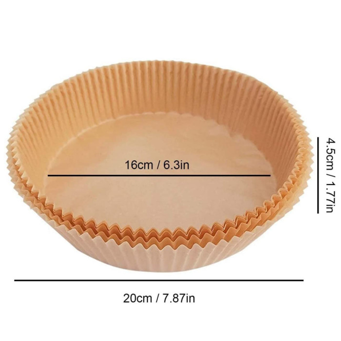 Fire Tracks 100 PCS Air Fryer Disposable Paper Liner, Non-stick Disposable Air Fryer Liners, Baking Paper for Air Fryer Oil-proof, Water-proof, Food Grade Parchment for Baking Roasting Microwave