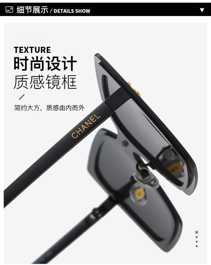 New Chanel Popular High-end Luxury Brand Metal Frame Sunglasses, Unisex Sunglasses-0201